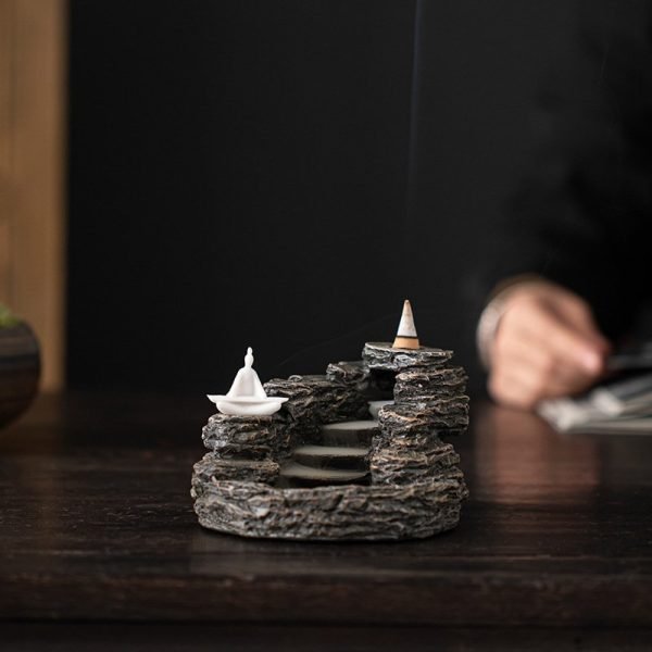 Chinese Mountain Path Reverse Incense Backflow Waterfall Fountain Burner