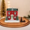 Christmas Red Wall Green Roof Cottage Incense Log Cabin Burner 33