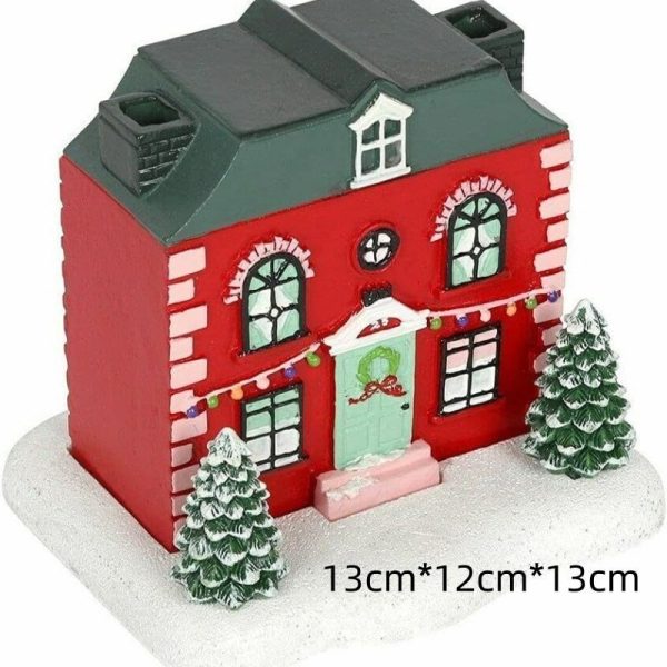 Christmas Red Wall Green Roof Cottage Incense Log Cabin Burner | Lulu Incense