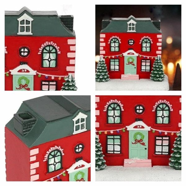 Christmas Red Wall Green Roof Cottage Incense Log Cabin Burner | Lulu Incense