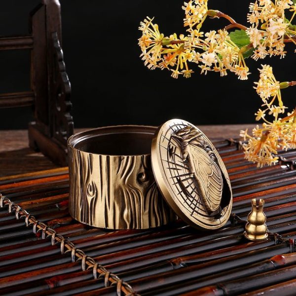 Small Cicada and Tree Pattern Tibetan Bowl Copper Incense Burner Antique | Lulu Incense