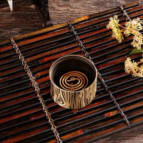 Small Cicada and Tree Pattern Tibetan Bowl Copper Incense Burner Antique | Lulu Incense