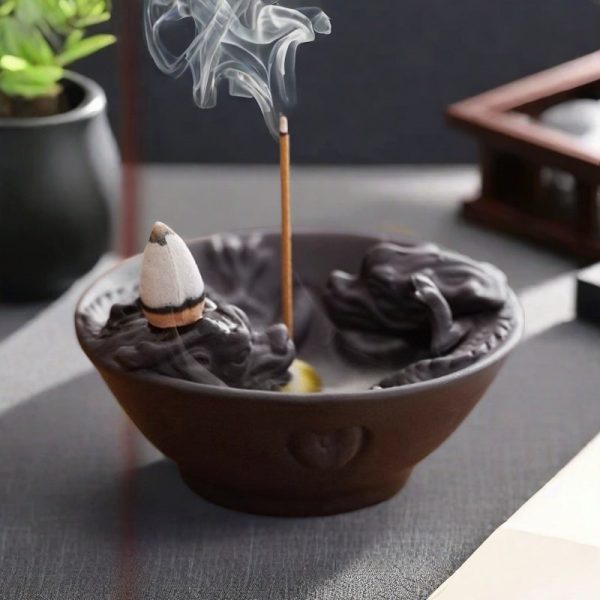 Classical Chinese Style Dual Dragons Playing with Pearl Incense Burner Backflow Waterfall