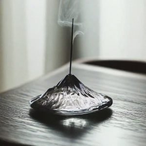 Clear Glass Mount Fuji Japanese Style Incense Burner for Sticks