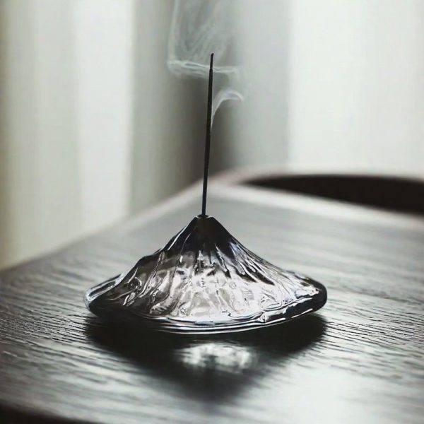 Clear Glass Mount Fuji Japanese Style Incense Burner for Sticks