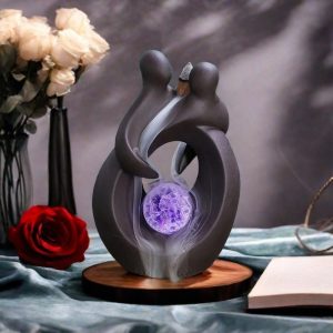 Creative Handmade Purple Clay Lover Valentine's Day LED Lighting Waterfall Backflow Incense Burner