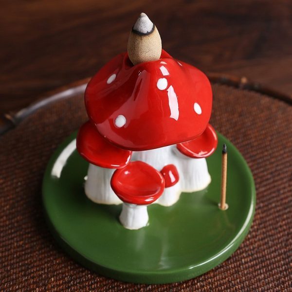 Creative Mushroom Ceramic Waterfall Backflow Incense Fountains Burner