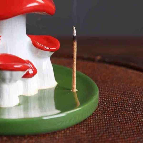 Creative Mushroom Ceramic Waterfall Backflow Incense Fountains Burner