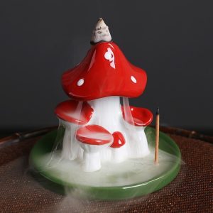 Creative Mushroom Ceramic Waterfall Backflow Incense Fountains Burner