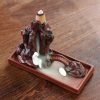 Creative Purple Clay Mountain and Bridge Reverse Backflow and Waterfall Fountain Incense Burner