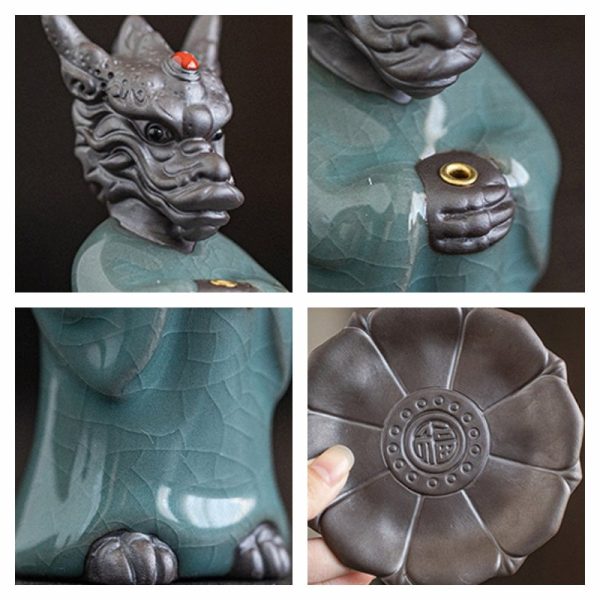 Creative Ceramic Chinese Dragon King Making Bows Stick Incense Holder Burner | Lulu Incense