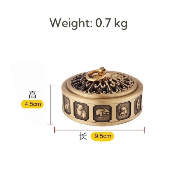 Delicate Zodiac Relief Small Chinese Tibetan Brass Bronze Incense Burner for Sale | Lulu Incense