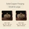 Delicate Detailed Pumpkin Carving Antique Style Copper Brass Incense Burner | Lulu Incense