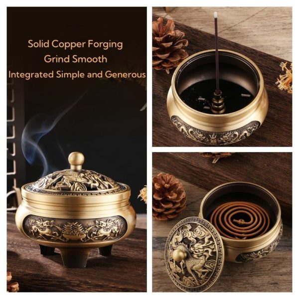 Dragon Theme Antique Chinese Tibetan Brass Incense Burner for Sale | Lulu Incense