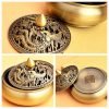 Dragon and Phoenix Theme Chinese Vintage Brass Charcoal Incense Burner Bowl with Lid