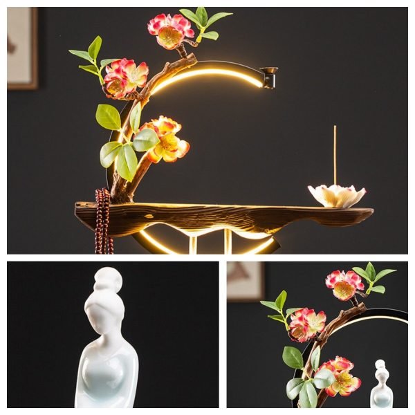 Electric Antique Chinese Tree and Plum Fountain Waterfall Incense Burner Holder with LED Light | Lulu Incense