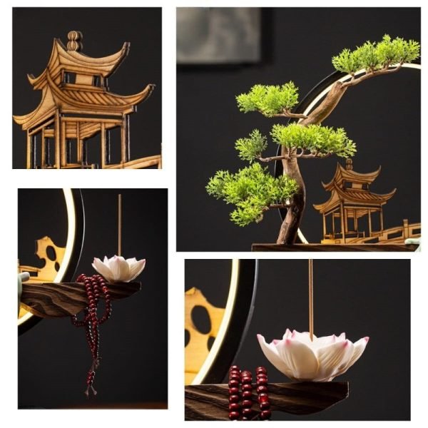 Electric Antique Chinese Tree and Plum Fountain Waterfall Incense Burner Holder with LED Light | Lulu Incense