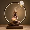 Electric Porcelain Buddha and Lotus Backflow Waterfall Incense Burner Holder with LED Lighting | Lulu Incense