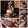Electric Porcelain Buddha and Lotus Backflow Waterfall Incense Burner Holder with LED Lighting | Lulu Incense