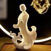 Electric White Porcelain Laughing Buddha LED Incense Backflow Waterfall Burner with Hanging Lotus