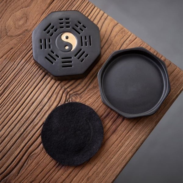 Elegant Antique Ceramic Chinese Tai Chi Incense Cone Burner | Lulu Incense