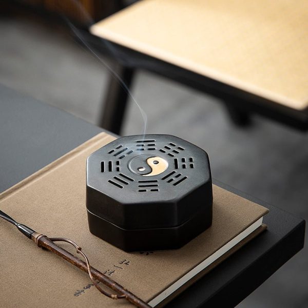 Elegant Antique Ceramic Chinese Tai Chi Incense Cone Burner | Lulu Incense