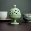 Elegant Celadon Porcelain Tree Cone Incense Censer Burner for Sale