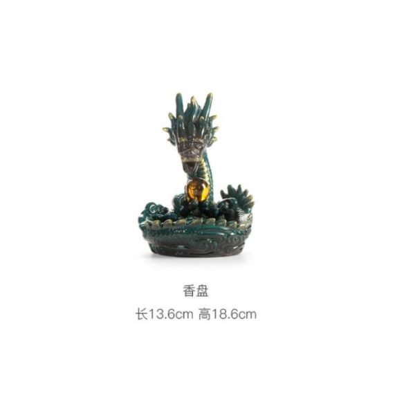 Elegant Purple Clay Dragon Play with Pearl Backflow Incense Holder | Lulu Incense