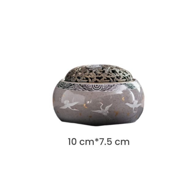 Elegant Vintage Ceramic Purple Crane Incense Burner for Cones | Lulu Incense