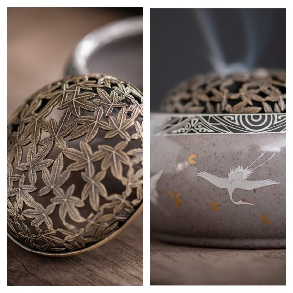 Elegant Vintage Ceramic Purple Crane Incense Burner for Cones | Lulu Incense