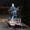 Blue Elf Maiden Ceramic Smoke Backflow and Waterfall Head Incense Fountain Burner