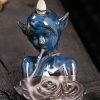 Blue Elf Maiden Ceramic Smoke Backflow and Waterfall Head Incense Fountain Burner
