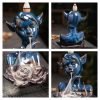 Blue Elf Maiden Ceramic Smoke Backflow and Waterfall Head Incense Fountain Burner