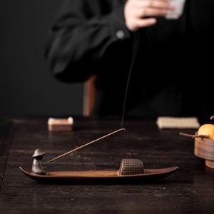 Vivid Vintage Ceramic Boat Shape Fisherman Fishing Stick Incense Burner Holder | Lulu Incense