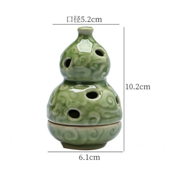 Green Wealthy Gourd Theme Ceramic Incense Cone Burner Holder | Lulu Incense