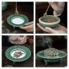 Green Ceramic Lotus Theme Asian Agarwood Loose Incense Powder Burner Kit | Lulu Incense