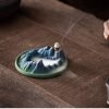 Green Mountain-Shaped Reverse Ceramic Smoke Backflow Incense Burner Waterfall | Lulu Incense
