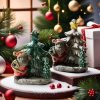 Green and Brown Ceramic Christmas Santa Claus Incense Burner Holder (2)