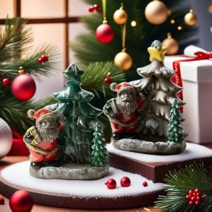 Green and Brown Ceramic Christmas Santa Claus Incense Burner Holder (2)