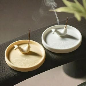 Half Curlved Koi Fish Ceramic Scent Stick Incense Burner Holder For Good Luck