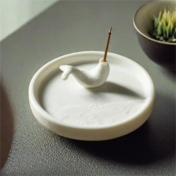 Half Curlved Koi Fish Ceramic Scent Stick Incense Burner Holder For Good Luck