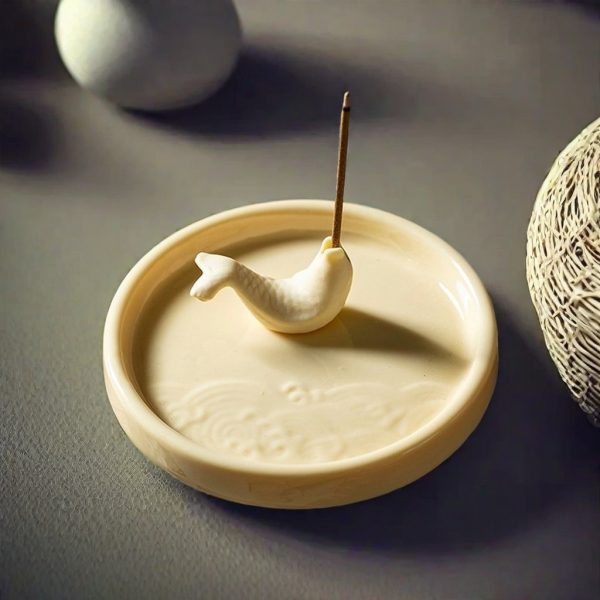 Half Curlved Koi Fish Ceramic Scent Stick Incense Burner Holder For Good Luck