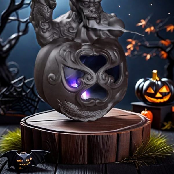 Halloween Pumpkin Dragon Head Ceramic Electric LED Fountain Incense Backflow Burner