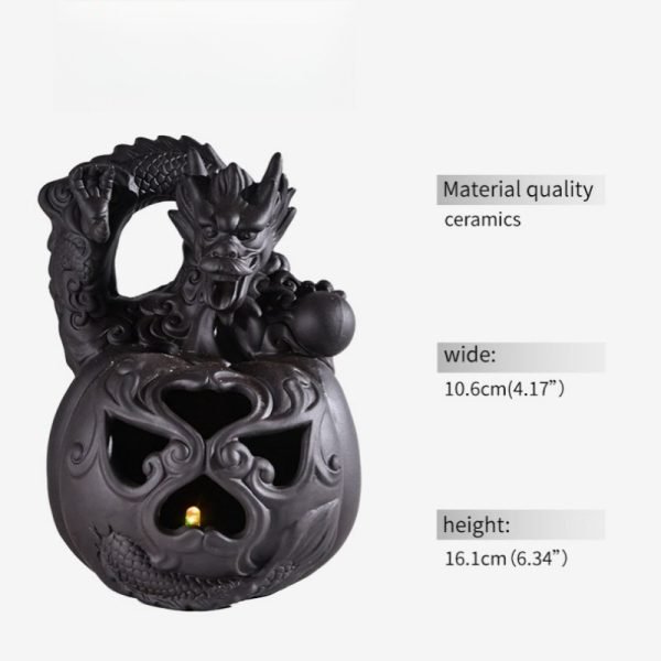 Elegant Purple Clay Dragon Play with Pearl Backflow Incense Holder | Lulu Incense