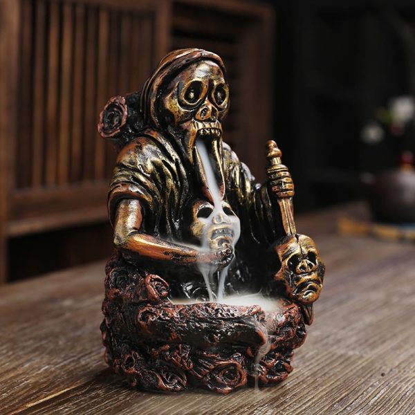 Handmade Ceramic Halloween Yellow Pumpkin Shaped Smoke Backflow Incense Cone Burner | Lulu Incense