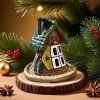 Hand Painted Ceramic Christmas House Smoking Incense Burner left angle