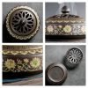 Handcrafted Chinese Enamel Porcelain Rounded Coil Incense Burner with Lotus Flower Patterns | Lulu Incense