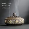 Handcrafted Chinese Enamel Porcelain Rounded Coil Incense Burner with Lotus Flower Patterns | Lulu Incense