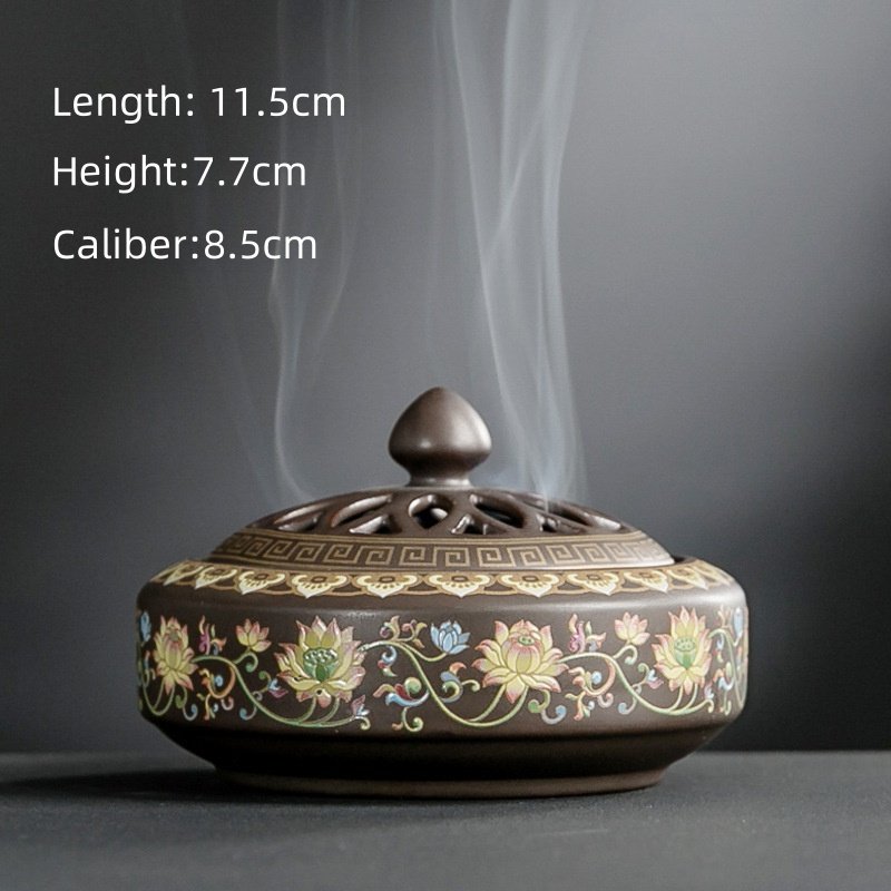 Handcrafted Chinese Enamel Porcelain Rounded Coil Incense Burner With Lotus Flower Patterns Handcrafted Chinese Enamel Porcelain Rounded Coil Incense Burner with Lotus Flower Patterns | Lulu Incense