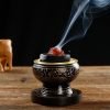 Intricate Carving Indian Style Handcrafted Antique  Black Bronze Incense Burner | Lulu Incense